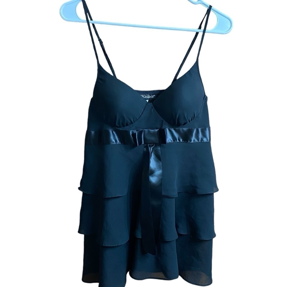 Cinemaetoile SeductiveWear Black Sleeveless Tiered Bow Sexy Lingerie Top Size L